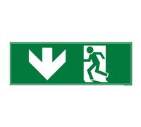 Signalétique.biz France, Panneau Issue de Secours (Bas), PVC rigide 1,5 mm, Dimensions 21 x 7,5 cm (210 x 75 mm), Protection anti UV