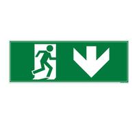 Signalétique.biz France, Panneau Issue de Secours (Bas), PVC rigide 1,5 mm Photoluminescent, Dimensions 21 x 7,5 cm (210 x 75 mm), Protection anti UV