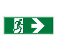 Signalétique.biz France, Panneau Issue de Secours (Droite), PVC rigide 1,5 mm Photoluminescent, Dimensions 35 x 12,5 cm (350 x 125 mm), Protection anti UV