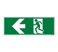 Signalétique.biz France, Panneau Issue de Secours (Gauche), PVC rigide 1,5 mm Photoluminescent, Dimensions 21 x 7,5 cm (210 x 75 mm), Protection anti UV