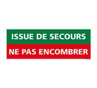 Signalétique.biz France, Panneau Issue de Secours ne pas Encombrer, Dimensions 35 x 12,5 cm (350 x 125 mm), Adhésif