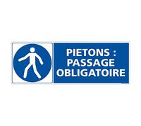 Signalétique.biz France Panneau Passage Pietons Obligatoire 350 x 125 mm Aluminium 2 mm
