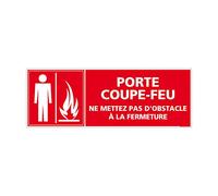 Signalétique.biz France - Panneau Porte Coupe-Feu - Ne Mettez Pas d'Obstacle à la Fermeture - 350 x 125 mm - Plastique PVC 1,5 mm