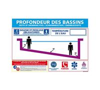 Signaletique.biz France Panneau Profondeur des Bassins en Aluminium - 420 x 300 mm