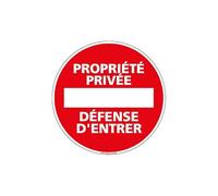 Signalétique.biz France Panneau Propriété Privée Défense d'Enter - Diamètre 125 mm - Plastique PVC 1,5 mm - Style Minimaliste