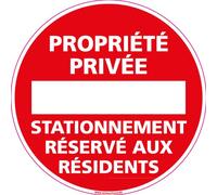 Signalétique.biz France - Panneau - Propriété Privée Stationnement Réservé aux Résidents - Plastique rigide PVC 1,5 mm - Diamètre 125 mm - Protection Anti-UV - Aluminium avec face en acier galvanisé
