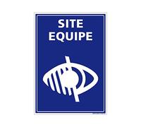 Signaletique.biz France Panneau Site Equipe Deficience Visuelle - Signalisation Handicap - 75 x 105 mm - Adhesif