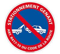Signalétique.biz France Panneau Stationnement Gênant Art. R37-1 - Diamètre 250 mm - Version Adhésive