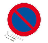 Signalétique.biz France - Panneau Stationnement Interdit Picto Aluminium 2 Mm - Diam. 250 Mm Signalisation Prépercée Avec Kit De Fixation Fabrication Française