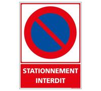 Signalétique.biz France - Panneau - Stationnement Interdit - Plastique Rigide PVC 1,5 mm - Dimensions 300 x 420 mm - Protection Anti-UV
