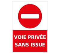 Signalétique.biz France - Panneau Voie Privée sans Issue - Dimensions 150x210 mm - Aluminium 2 mm - Protection Anti-UV
