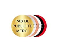 Signalétique.biz France - Plaque Adhésive Pas de Publicité - Plaque Boite Aux Lettres - Diamètre 6 cm - Aspect Or Brossé avec Écriture Arial Noir