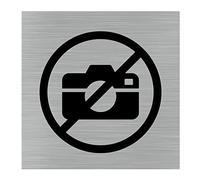 Signalétique.biz France - plaque de porte Appareil photo interdit (Q1005) - 150 x 150 mm - Plaque aluminium brossé de 2 mm