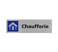 Signalétique.biz France - Plaque de porte CHAUFFERIE (Q0243) - 170 X 50 mm - Plaque aluminium brossé de 2mm