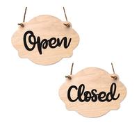 Signalétique.biz France - Plaque de porte en bois avec ventouse et cordelette Panneau ouvert fermé, pancarte toilettes, salle de bain... -