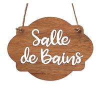 Signalétique.biz France - Plaque de porte en bois avec ventouse et cordelette Panneau ouvert fermé, pancarte toilettes, salle de bain... -