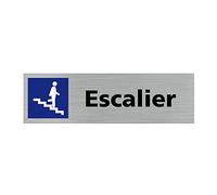 Signalétique.biz France - Plaque de porte ESCALIER (Q0224) - 170 X 50 mm - Adhésif aspect aluminium brossé