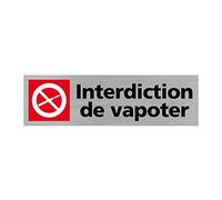 Signalétique.biz France - Plaque de porte INTERDICTION DE VAPOTER (Q0156) - 170 X 50 mm - Plaque aluminium brossé de 2mm