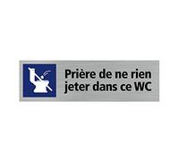 Signalétique.biz France - Plaque de porte NE RIEN JETER DANS CE WC (Q0129) - 170 X 50 mm - Adhésif aspect aluminium brossé