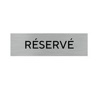 Signalétique.biz France - Plaque de porte RESERVE (Q0444) - 170 X 50 mm - Adhésif aspect aluminium brossé
