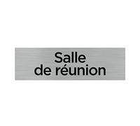 Signalétique.biz France - Plaque de porte SALLE DE REUNION (Q0089) - 170 X 50 mm - Plaque aluminium brossé de 2mm