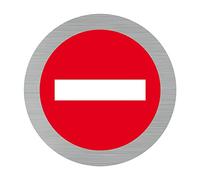 Signalétique.biz France - Plaque de porte Sens Interdit (Q0189) - Diamètre 83 mm - Plaque aluminium brossé de 2mm