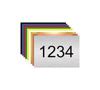 Signalétique.biz France - Plaque Numéro de Maison Gravée Personnalisable - Dimensions 100 x 70 mm - Aspect Argent Brossé avec Écriture Noire - Numéro de Maison Personnalisé