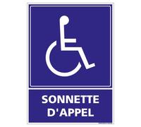 Signalétique.biz France - Plastique pvc 1,5 mm- Sonnette d'Appel Rampe d'Accès - Dimensions 150 x 210 mm - Protection Anti-UV Bleu