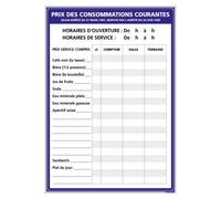 Signalétique.biz France - Plastique rigide PVC 1,5 mm - Affichage Prix des Consommations Courantes - Dimensions 300x210 mm - Protection Anti-UV