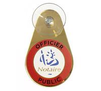 Signalétique.biz France - Signalétique.biz France Macaron Notaire - Insigne doré Notaire à Ventouse - Officer Public - Plaque notaire pour Pare-Brise