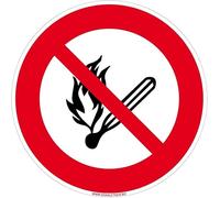 Signalétique.biz France - Signalétique.biz France Panneau Flamme Nue Interdite Diamètre 250 mm