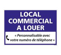 Signalétique.biz France - Signalétique.biz France - Panneau Immobilier Local Commercial à Louer - personnalisable - Bleu - AKILUX 3,5mm - Dimensions 600x400 mm - Protection Anti-UV
