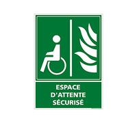 Signalétique.biz France - Signalétique.biz France - Panneau Secours Autocollant Salle Attente Sécurisée, PVC, Alu - 450 x 630 mm