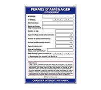 Signalétique.biz France - Signalétique.biz - Panneau Permis d'Aménager Lotissement + Marqueur Noir - Akylux 80x120 cm Anti-UV sans Œillets
