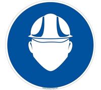 Signalétique.biz France - Signalétique.biz Panneau Port du Casque de Protection - Diamètre 125 mm - Aluminium 2 mm