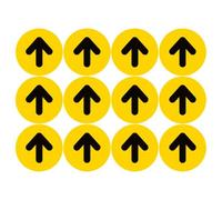 Signalétique.biz France - Signalétique Sol - Lot de 12 Adhésifs Sol Flèche Spécial Commerce Restaurant - 250 mm - Adhésif Avec Colle Forte - Coloris Jaune