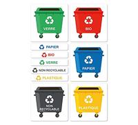 Signalétique.biz France Sticker Recyclage - Autocollant Poubelles pour la Gestion des Déchets - Etiquettes Autocollantes pour Poubelles de Tri Sélectif - Format : 5 x 5 cm
