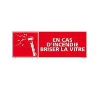 Signalétique.biz - Panneau Bris de Glace Incendie - En Cas d'Incendie Brisez la Vitre - Signalisation Sécurité Incendie - 210 x 75 mm - Plastique PVC 1,5 mm