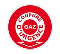 Signalétique.biz - Panneau Coupure d'Urgence Gaz - Signalisation Sécurité Incendie - Diamètre 250 mm - Adhésif