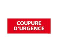 Signalétique.biz - Panneau Coupure d'Urgence - Signalisation Sécurité Incendie - 210 x 75 mm - Adhésif