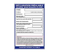 Signalétique.biz - Panneau Déclaration Préalable Camping & Parc Résidentiel + Marqueur Noir - Akylux 80x120 cm Anti-UV Avec Œillets