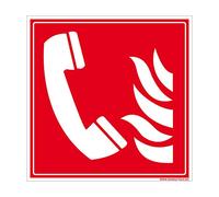Signalétique.biz - Panneau Téléphone Incendie Secours - Signalisation Sécurité Incendie - 125 x 125 mm - Aluminium 2 mm