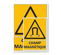 Signalétique Danger champ magnétique A5 - Plastique rigide PVC - Kit de fixation inclus - Protection Anti-UV - Fabriqué en France