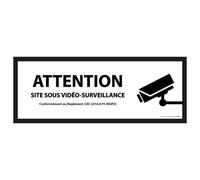 Signalétique de sécurité - Pictogramme Surveillance vidéo 450 x 150 mm PVC 2 mm Blanc