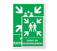Signalétique Point de rassemblement A5 - Plastique rigide PVC - Kit de fixation inclus - Protection Anti-UV - Fabriqué en France