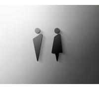 signaletique toilettes Centre commercial supermarché résidentiel moderne maison art décoration signe salle de bain toilette porte numéro autocollant mural pour Hôtel Restaurant(6,18x11cm Black)