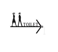 Signaletique Toilettes Plaque de porte de salle de bain for hommes et femmes, lettres murales, plaque de signalisation créative à suspendre, double face, flèche de guidage for toilettes(Color-03)