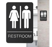 Signalétique Toilettes pour Entreprises,22,5 x 15 cm Auto-Adhésif Décor Moderne - Panneau Signalétique WC | pour Porte Bureau Maison Restaurant Magasin Public Travail Employés
