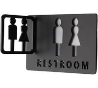 Signaletique Toilettes Signalisation des toilettes Panneaux de Plaque d'indicateur rappel Immeubles bureaux Plaques porte Hommes Femmes d'orientation Montage latéral 3D(Green)