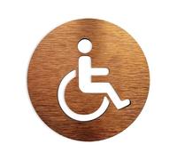 SignaléTique Wc Panneaux de toilettes personnalisés for tous les sexes, panneau porte toilette, Plaques salle bain, en aluminium Composite, or argent(Disabled,10x10cm)